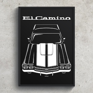 Chevrolet El Camino SS 1970 White Stripes Poster Garage Decor Wall Art Gifts Car Guy Gift Gifts for Him Man Cave Decor Cars Art