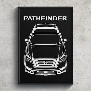 Nissan Pathfinder 2022 2024 Poster JDM Print Man Cave Decor Garage Wall Art Car Minimal Emblem Outline Silhouette Cars Poster