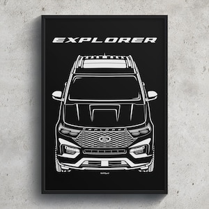 Ford Explorer ST 2020 2023 Pôster Arte Impressão Garagem Decoração de Parede Presentes de Carro Arte de Parede Pôster Presente para Entusiastas de Carros