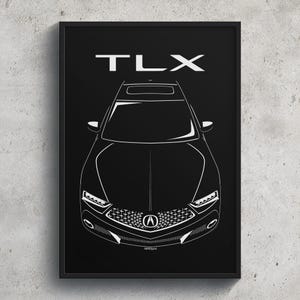 Acura TLX 2020 2022 Poster JDM Print Man Cave Decor Garage Wall Art Car Minimal Emblem Outline Silhouette Cars Poster