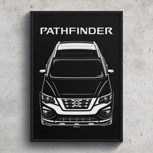 Nissan Pathfinder 2019 2021 Poster JDM Print Man Cave Decor Garage Wall Art Car Minimal Emblem Outline Silhouette Cars Poster
