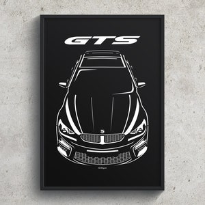 HSV GEN F GTS Poster Hsv Wall Art Gifts Hsv Gts Print Cars Art Car Guy Gift Minimal Emblem Outline Silhouette Man Cave Decor Cars Art