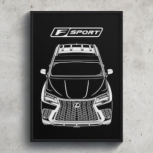 Lexus LX 600 F Sport 2022 2024 Poster JDM Print Man Cave Decor Garage Wall Art Car Minimal Emblem Outline Silhouette Cars Poster
