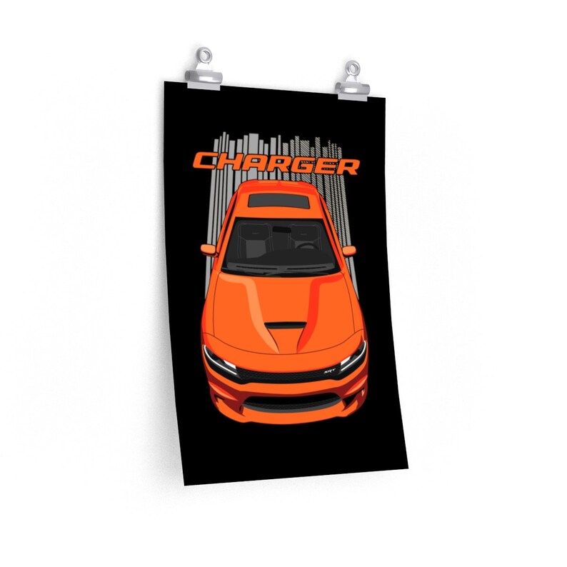 Dodge Charger SRT Daytona Poster Orange charger wall art charger decor cars art