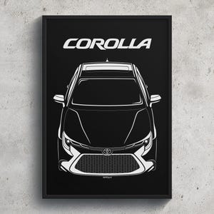 BMW Corolla Hybrid 2020 22 Poster JDM Druck Mann Höhle Dekor Garage Wand Kunst Auto Minimal Emblem Outline Silhouette Autos Poster