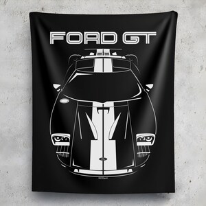Ford GT 2005 2006 White Stripes Wall Tapestry Ford GT Garage Decor Man Cave Wall Art Garage Tapestries Gifts for Car Lovers