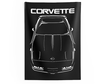 Chevrolet Corvette C4 - Wall Tapestry - Corvette Wall Art - Man Cave Wall Art Garage Tapestries Gifts for Car Lovers