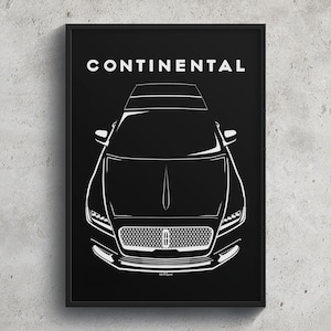 Lincoln Continental 2017 2020 Plakat Sztuka Wydruk Garaż Dekoracja Ścienna Prezenty Samochodowe Sztuka Ścienna Plakat Prezent Dla Miłośników Samochodów
