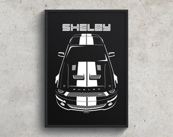 Ford Mustang Shelby Gt500 Kr 08 09 White Stripes Poster Etsy Denmark