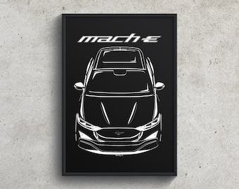 Ford Mustang Mach E SUV 2021 Poster - New Mustang Print Garage Decor Wall Art - Car Guy Gift - Gifts for Him - Man Cave Decor - Auto Art