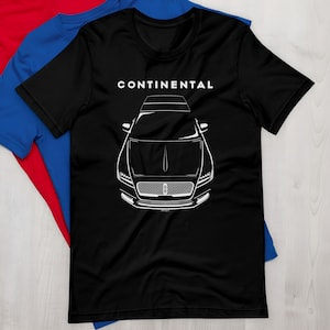 Lincoln Continental 2017 2020 T shirt Car Guy Prezenty Zarys sylwetki Minimalistyczny tata mąż chłopak Krótki rękaw Okrągły dekolt Koszulka