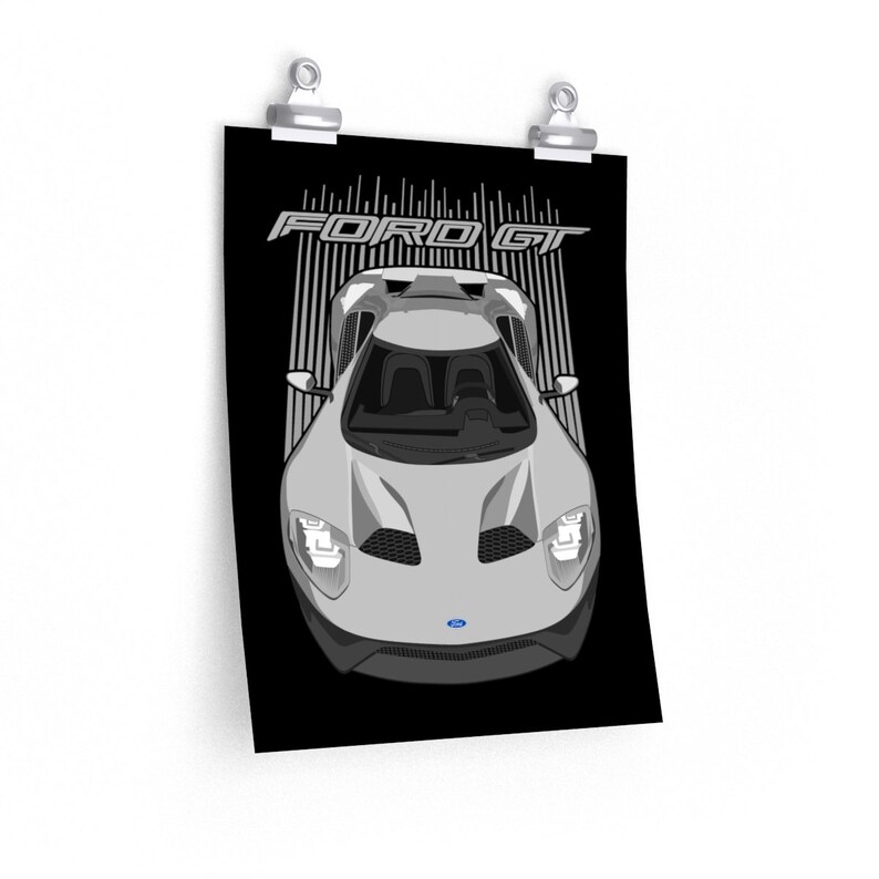 exotic car art Ford GT Art Ford GT EcoBoost Print Ford GT Poster Silver garage poster