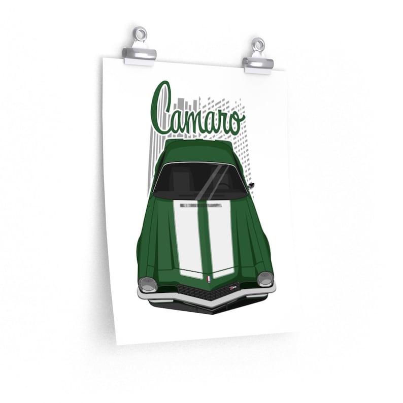 Man cave decor Camaro 1970s Camaro wall art Chevrolet Camaro 2nd gen 1970 Poster Dark Green