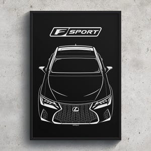 Lexus IS F Sport 2021 2024 Poster JDM Print Man Cave Decor Garage Wall Art Car Minimal Emblem Outline Silhouette Cars Poster