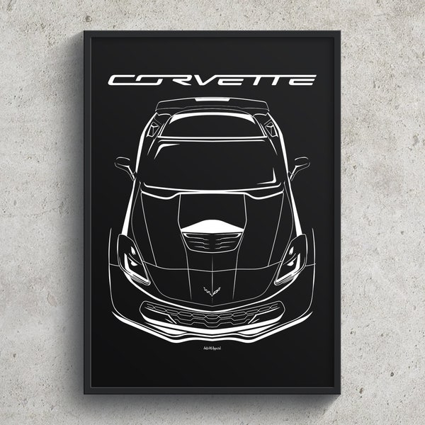 Chevrolet Corvette C7 Z06 Poster, Corvette Wand Kunst Geschenke, LS7 LSX ZO6 Vette - Auto Kerl Geschenk - Geschenke für ihn - Mann Höhle Dekor - Auto-Kunst