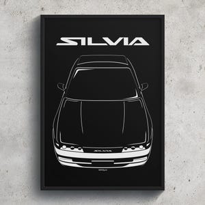 Nissan Silvia S13 1988 1993 Poster JDM Print Man Cave Decor Garage Wall Art Car Minimal Emblem Outline Silhouette Cars Poster