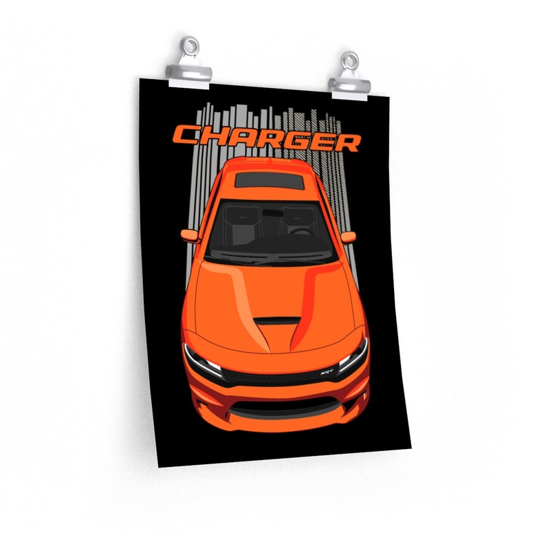 Dodge Charger SRT Daytona Poster Orange charger wall art charger decor cars art
