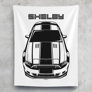 Ford Mustang Shelby GT500 Super Snake 2013 2014 Black Stripe Wall Tapestry Man Cave Wall Art Garage Tapestries Gifts for Car Lovers