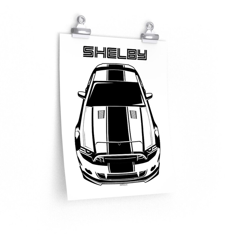 Ford Mustang Shelby GT500 Super Snake 2013-2014 Black Stripe Poster Print Car Guy Gift Gifts for Him Man Cave Decor Auto Art image 8