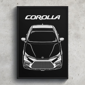 BMW Corolla 2020 2022 Poster JDM Druck Mann Höhle Dekor Garage Wand Kunst Auto Minimal Emblem Outline Silhouette Autos Poster