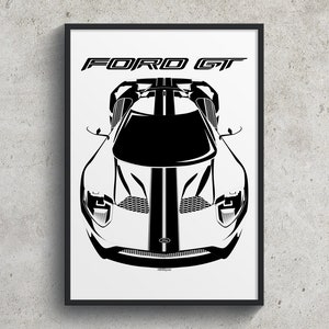 Ford GT 2017 2020 Black Stripes Poster Ford GT Garage Decor Wall Art Print Car Guy Gift Gifts for Him Man Cave Decor Cars Art