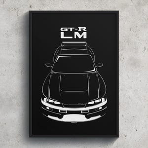 Nissan Nismo GTR LM Poster JDM Print Man Cave Decor Garage Wall Art Car Minimal Emblem Outline Silhouette Cars Poster