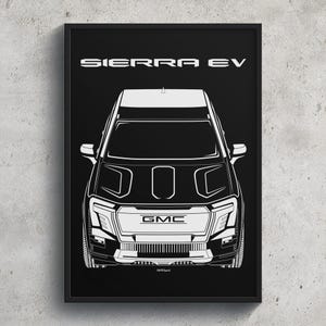 GMC Sierra EV Poster Art Print Garage Wall Decor Car Gifts Wall Art Poster Car Enthusiasts Gift