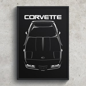 Chevrolet Corvette C4 Poster Corvette Wall Art Gifts American Muscle Print Man Cave Decor Gift For Him Print Posters Arts