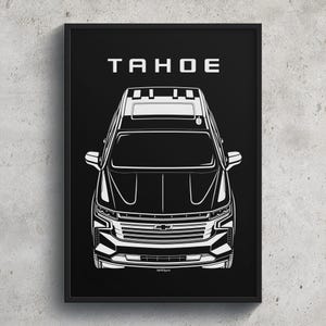 Chevrolet Tahoe 2021 2023 Poster Art Print Garage Wall Decor Car Gifts Wall Art Poster Car Enthusiasts Gift