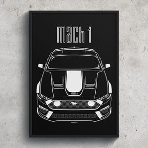 Ford Mustang Mach1 2021 2023 Poster Art Print Garage Wall Decor Car Gifts Wall Art Poster Car Enthusiasts Gift