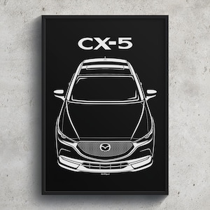 Mazda CX 5 2017 2022 Poster JDM Print Man Cave Decor Garage Wall Art Car Minimal Emblem Outline Silhouette Cars Poster