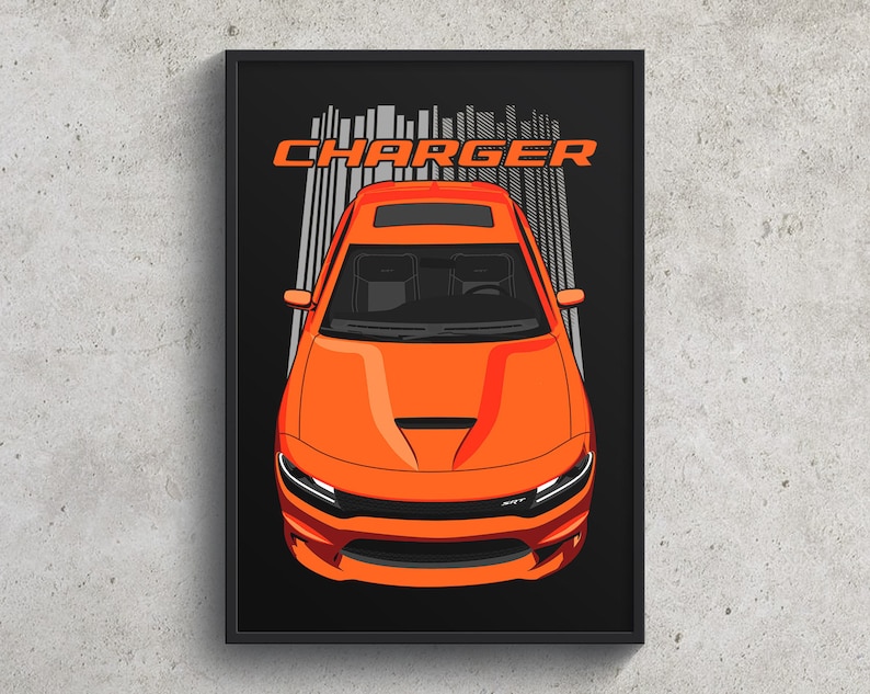 Dodge Charger SRT Daytona Poster Orange charger wall art charger decor cars art