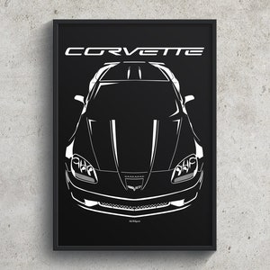 Chevrolet Corvette C6 Z06 affiche LS7 LSX impression garage décoration murale art cadeaux voiture type cadeau cadeaux pour lui homme des cavernes déco voitures art
