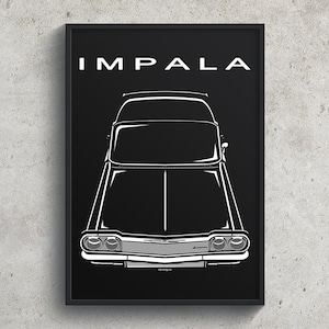 Chevrolet Impala SS 1964 Poster Impala SS Print Garage Decor Wall Art Gifts Car Guy Gift Gifts for Him Man Cave Decor Cars Art