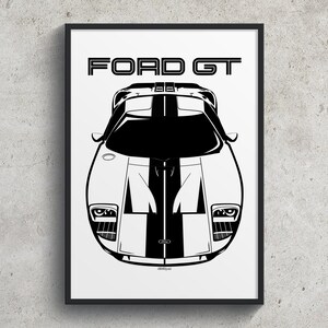 Ford GT 2005 2006 Black Stripes Poster Ford GT Garage Decor Wall Art Gifts Car Guy Gift Gifts for Him Man Cave Decor Cars Art