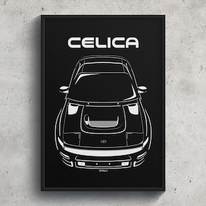 Toyota Celica GT Four RC ST185 Poster JDM Print Man Cave Decor Garage Wall Art Car Minimal Emblem Outline Silhouette Cars Poster