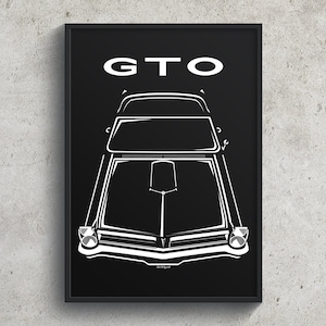 Poster Pontiac GTO 1965 Pontiac GTO, cadeaux d&#39;art mural GTO classique, impression de voiture, cadeau cadeaux pour lui, décoration homme des cavernes, art voitures