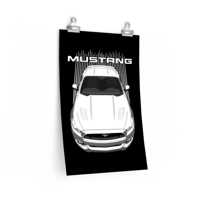 Mustang GT Poster Ford Mustang GT 2015 to 2017 S550 Poster White Mustang Wall Art