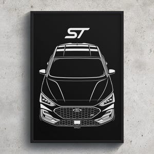 Ford Focus ST 2022 2024 Poster Art Print Garage Wall Decor Car Gifts Wall Art Poster Car Enthusiasts Gift