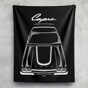 Ford Capri RS 3100 1973 1974 Wall Tapestry Muscle Car Garage Tapestry Man Cave Wall Art Garage Tapestries Gifts for Car Lovers