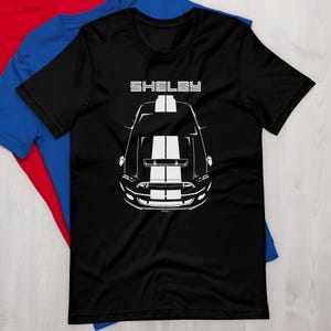 Ford Mustang Shelby GT500 S197 2013 2014 White Stripes T shirt Car Enthusiast Gifts Cars Gift Racing Shirts Car Tees