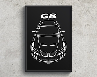 Pontiac G8 2008 2009 Poster G8 Wall Art Gifts Muscle Cars Print Garage Decor Car Guy Gift Gifts for Him Man Cave Decor Cars Art