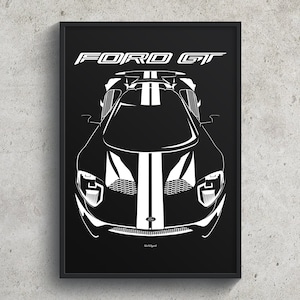 Ford GT 2017 2020 White Stripes Poster New Ford GT Garage Decor Wall Art Gift Car Guy Gift Gifts for Him Man Cave Decor Cars Art