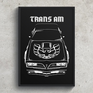 Pontiac Firebird Trans Am 1977 1978 Poster Trans Am Wall Print Decor Gifts Car Guy Gift Gifts for Him Man Cave Decor Cars Art
