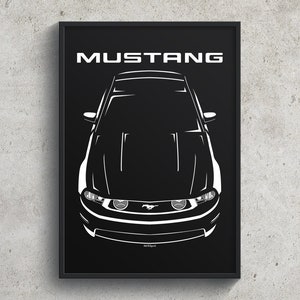 Ford Mustang GT 2010 2012 Poster Mustang GT S197 Garage Decor Wall Art Gifts Car Guy Gift Gifts for Him Man Cave Decor Cars Art