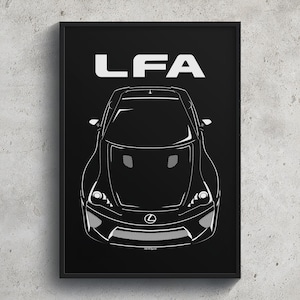 Lexus LFA 2010 2013 Poster JDM Print Man Cave Decor Garage Wall Art Car Minimal Emblem Outline Silhouette Cars Poster