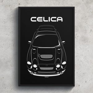 Toyota Celica GT Four ST205 Poster JDM Print Man Cave Decor Garage Wall Art Car Minimal Emblem Outline Silhouette Cars Poster