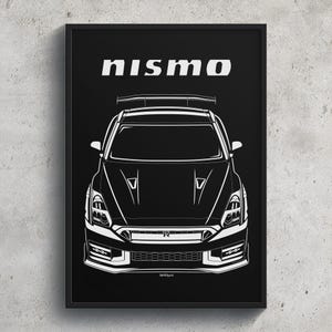 Póster de Nissan GTR NISMO 2024, impresión JDM, decoración de cueva de hombre, arte de pared de garaje, emblema minimalista de coche, silueta de contorno, póster de coches, regalo gt r