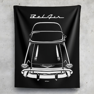 Chevrolet Bel Air 1957 Wall Tapestry Chevy Wall Art Man Cave Wall Art Garage Tapestries Gifts for Car Lovers