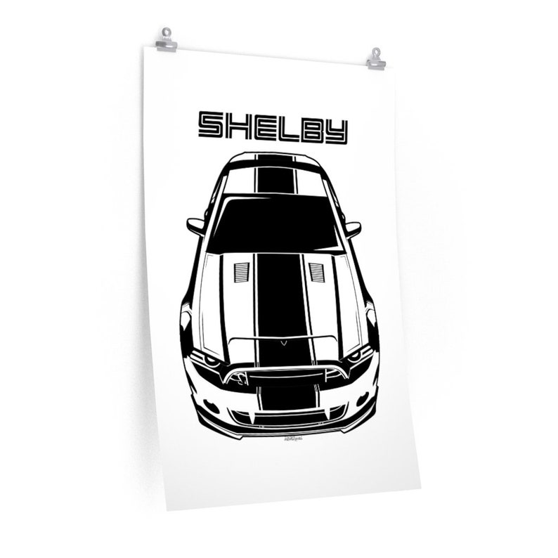 Ford Mustang Shelby GT500 Super Snake 2013-2014 Black Stripe Poster Print Car Guy Gift Gifts for Him Man Cave Decor Auto Art image 2